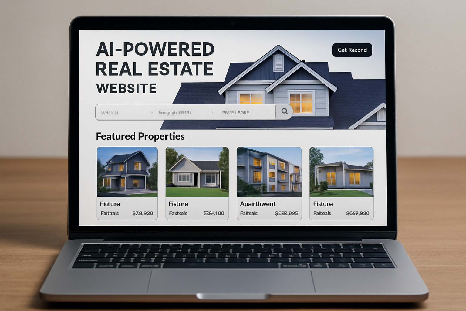 AI-powered real estate website on a laptop screen