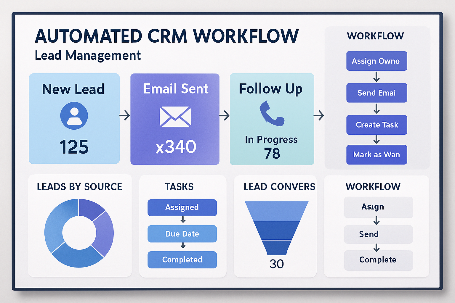 Automated CRM workflow dashboard for lead management
